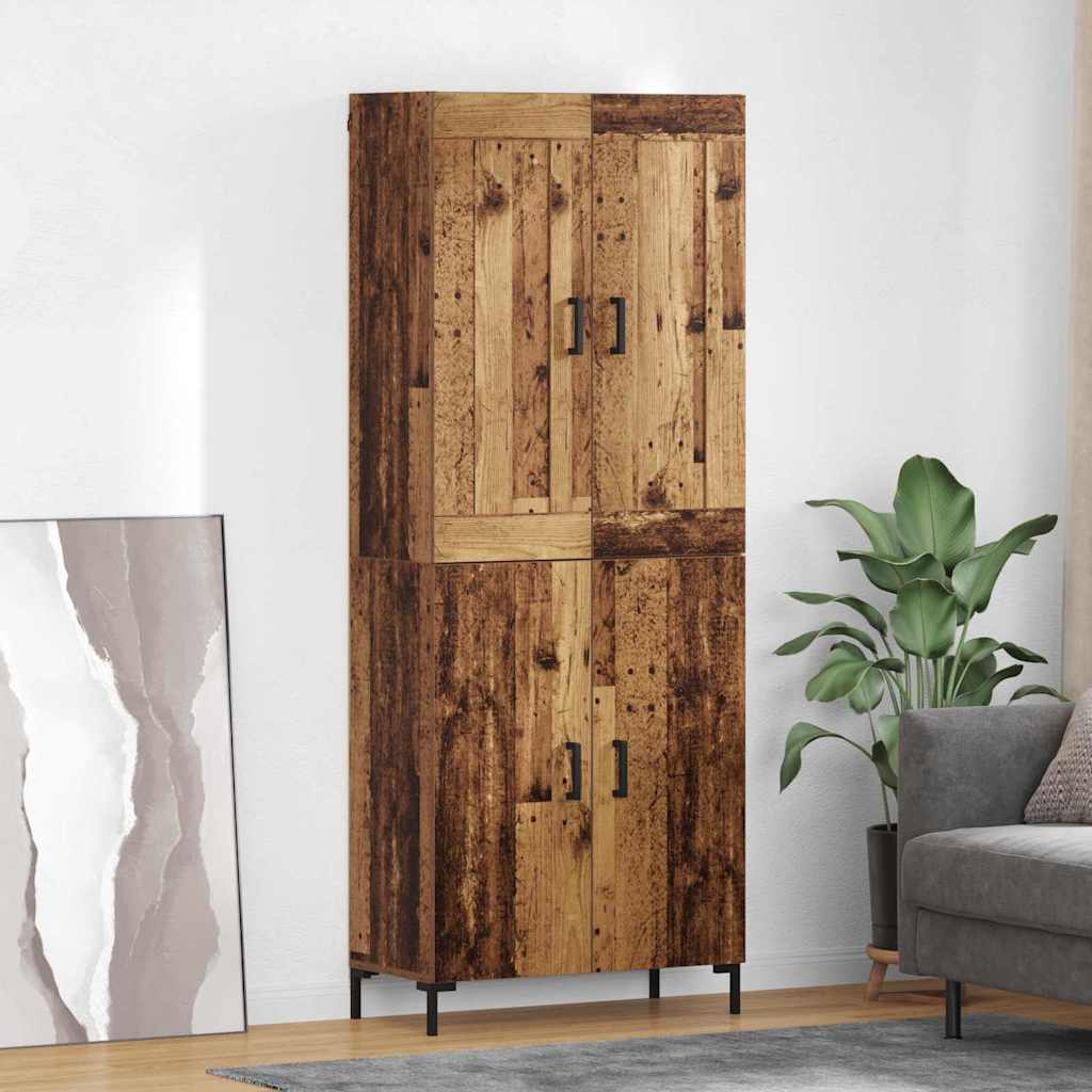 Highboard 2 stk. Gammelt træ 69,5 x 34 x 180 cm Konstrueret træ