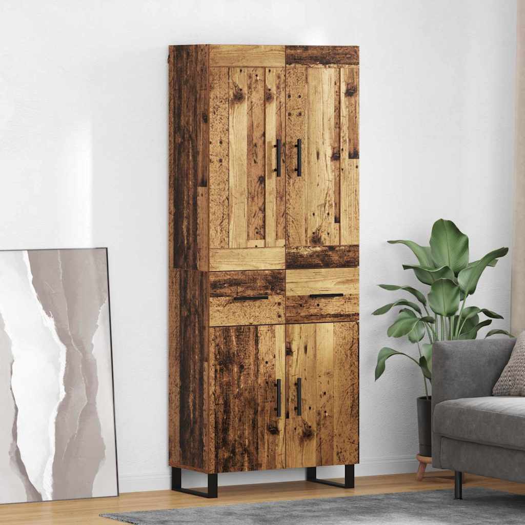 Highboard 2 stk. Gammelt træ 69,5 x 34 x 180 cm