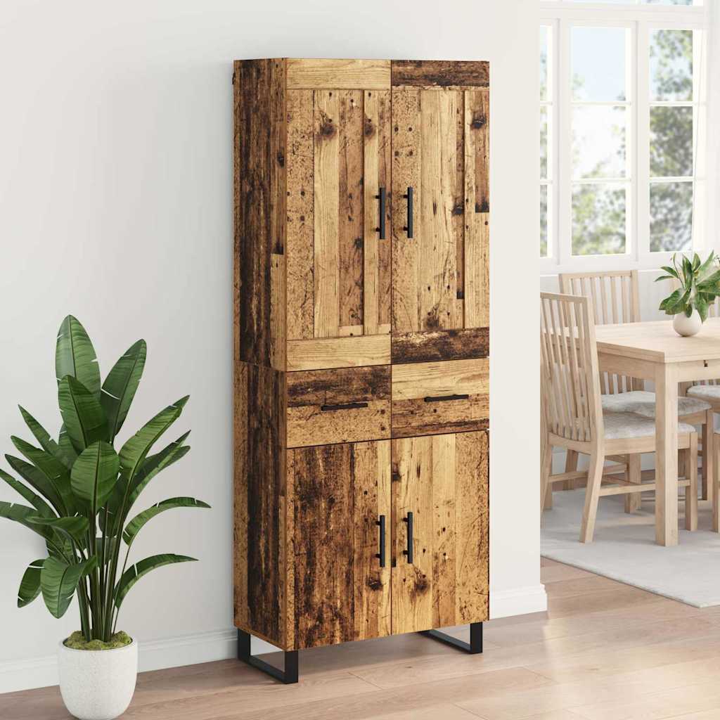 Highboard 2 stk. Gammelt træ 69,5 x 34 x 180 cm
