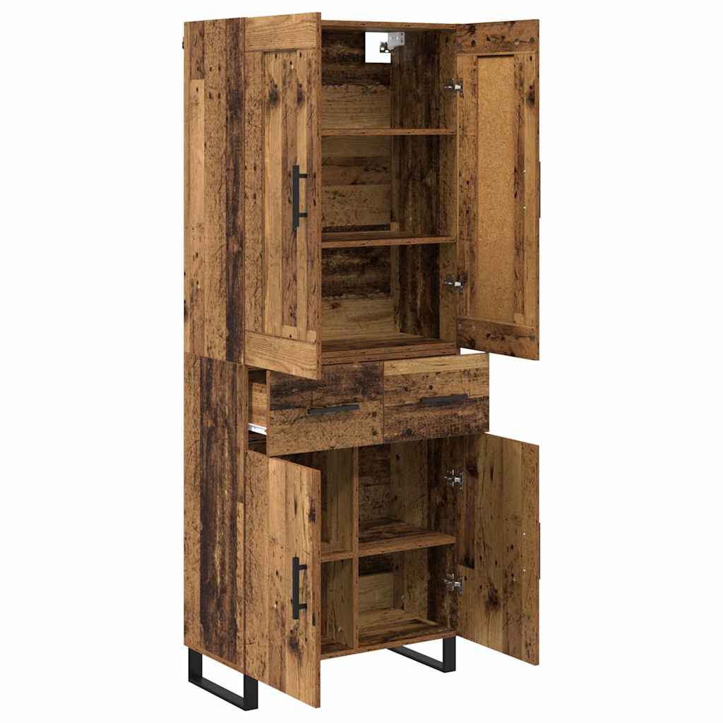 Highboard 2 stk. Gammelt træ 69,5 x 34 x 180 cm