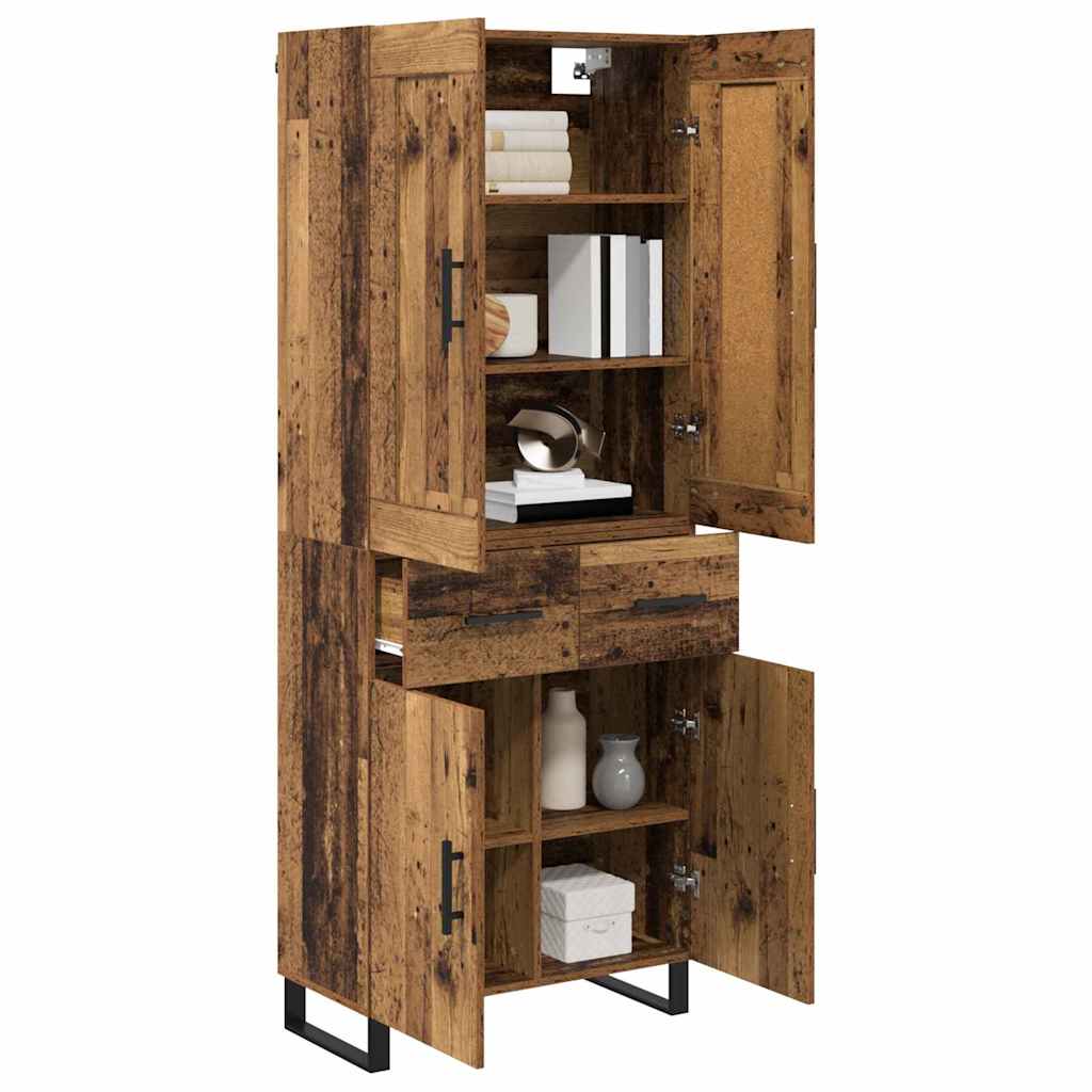 Highboard 2 stk. Gammelt træ 69,5 x 34 x 180 cm
