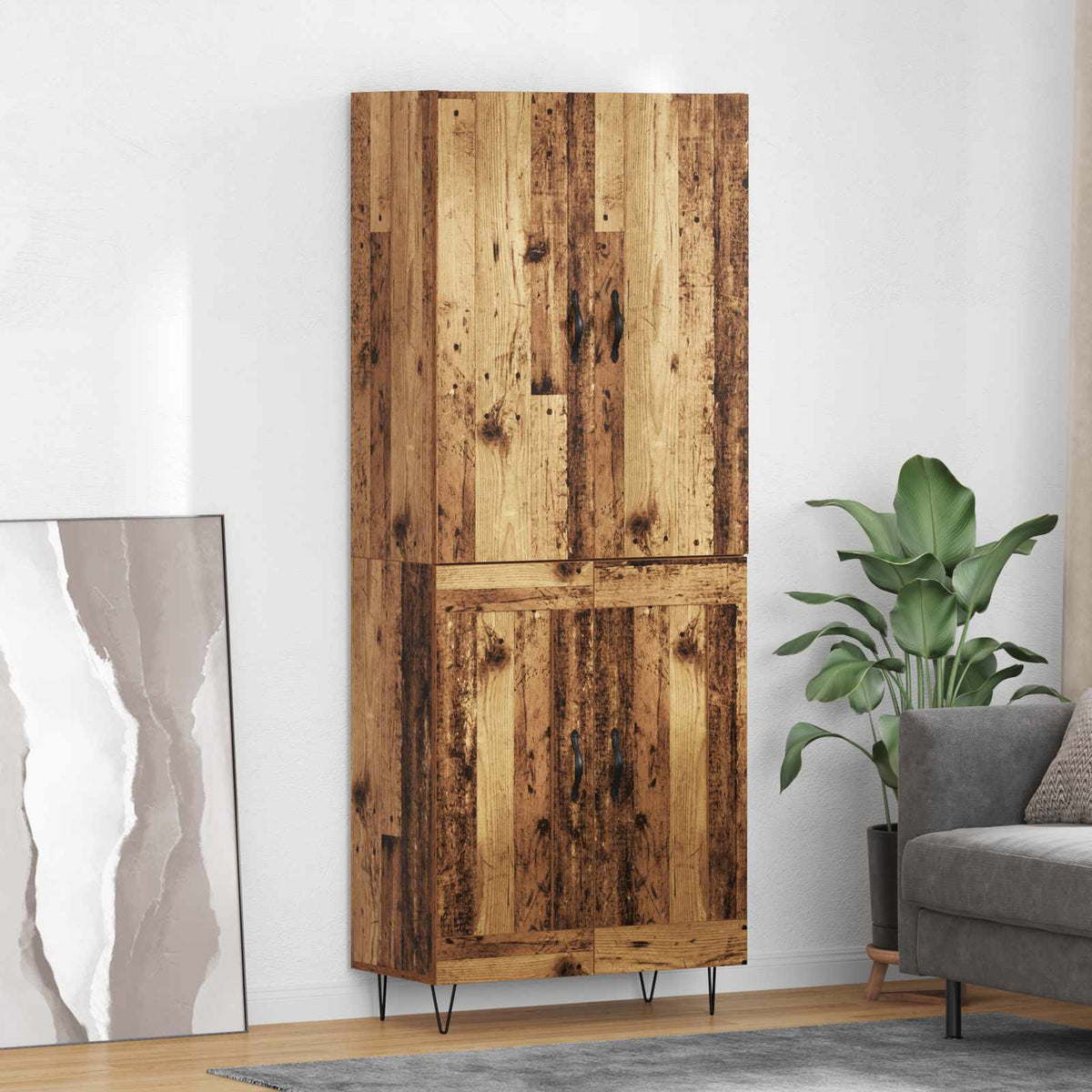 Highboard 2 stk. Gammelt træ 69,5 x 34 x 180 cm Konstrueret træ