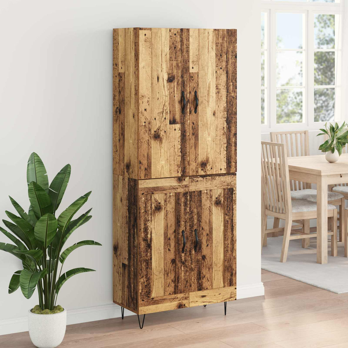 Highboard 2 stk. Gammelt træ 69,5 x 34 x 180 cm Konstrueret træ