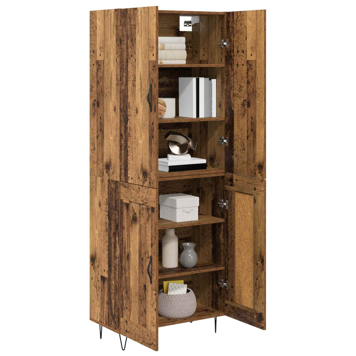 Highboard 2 stk. Gammelt træ 69,5 x 34 x 180 cm Konstrueret træ