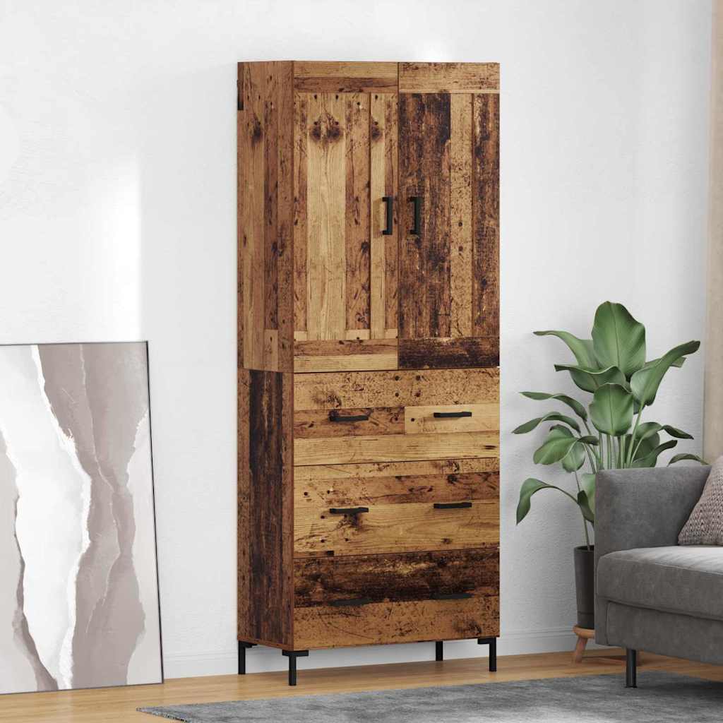 Highboard 2 stk. Gammelt træ 69,5 x 34 x 180 cm Konstrueret træ