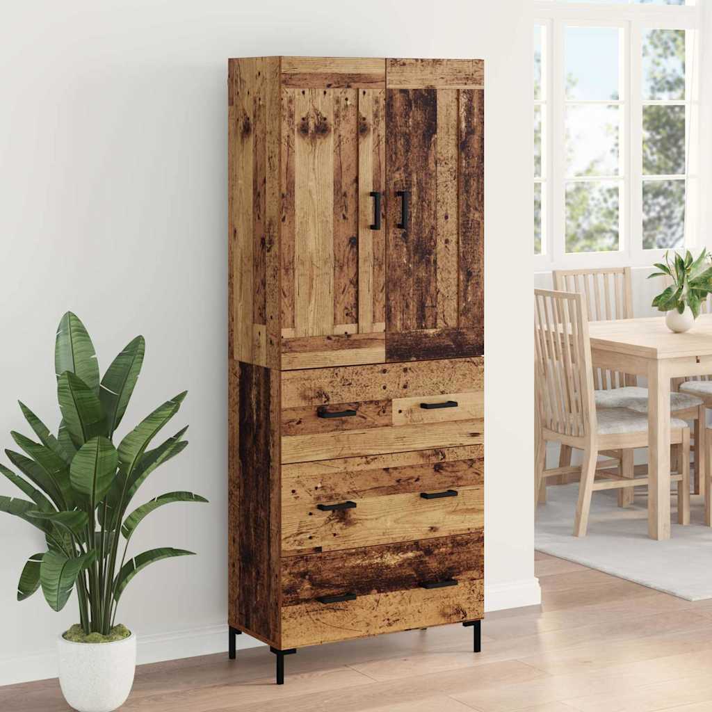 Highboard 2 stk. Gammelt træ 69,5 x 34 x 180 cm Konstrueret træ