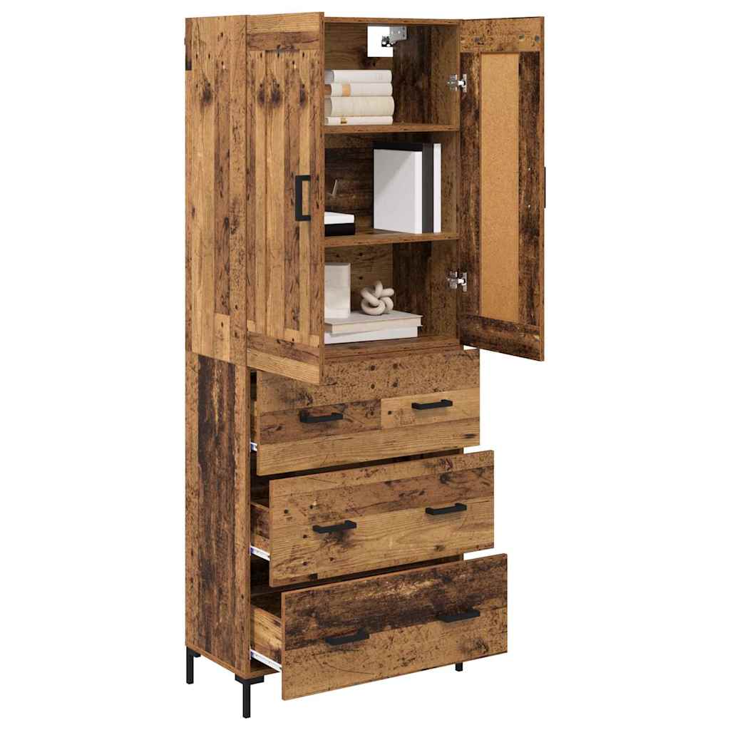 Highboard 2 stk. Gammelt træ 69,5 x 34 x 180 cm Konstrueret træ