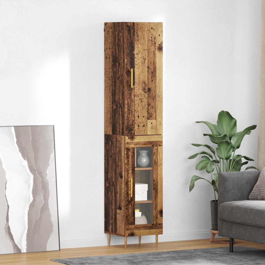 Highboard 2 stk. Gammelt træ 34,5 x 34 x 180 cm Konstrueret træ