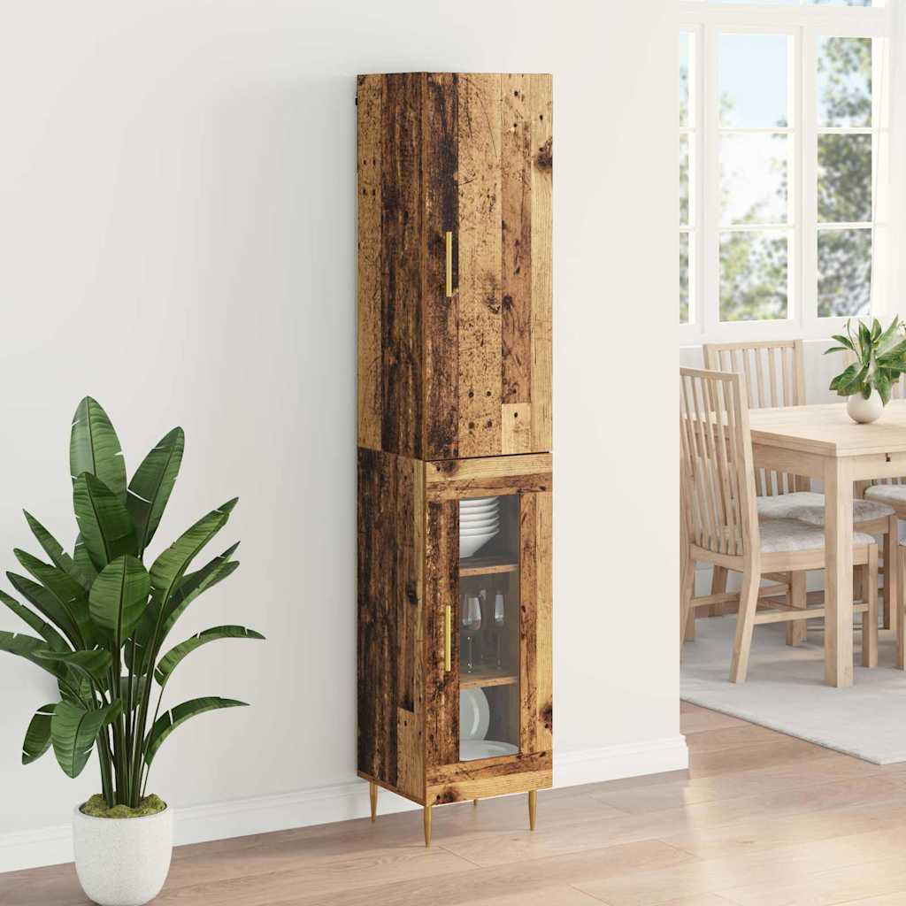 Highboard 2 stk. Gammelt træ 34,5 x 34 x 180 cm Konstrueret træ