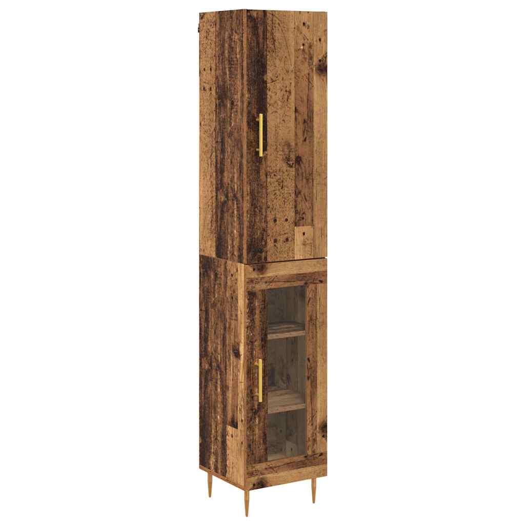 Highboard 2 stk. Gammelt træ 34,5 x 34 x 180 cm Konstrueret træ