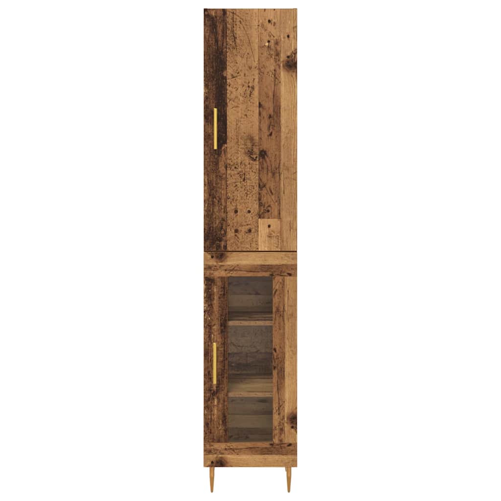 Highboard 2 stk. Gammelt træ 34,5 x 34 x 180 cm Konstrueret træ
