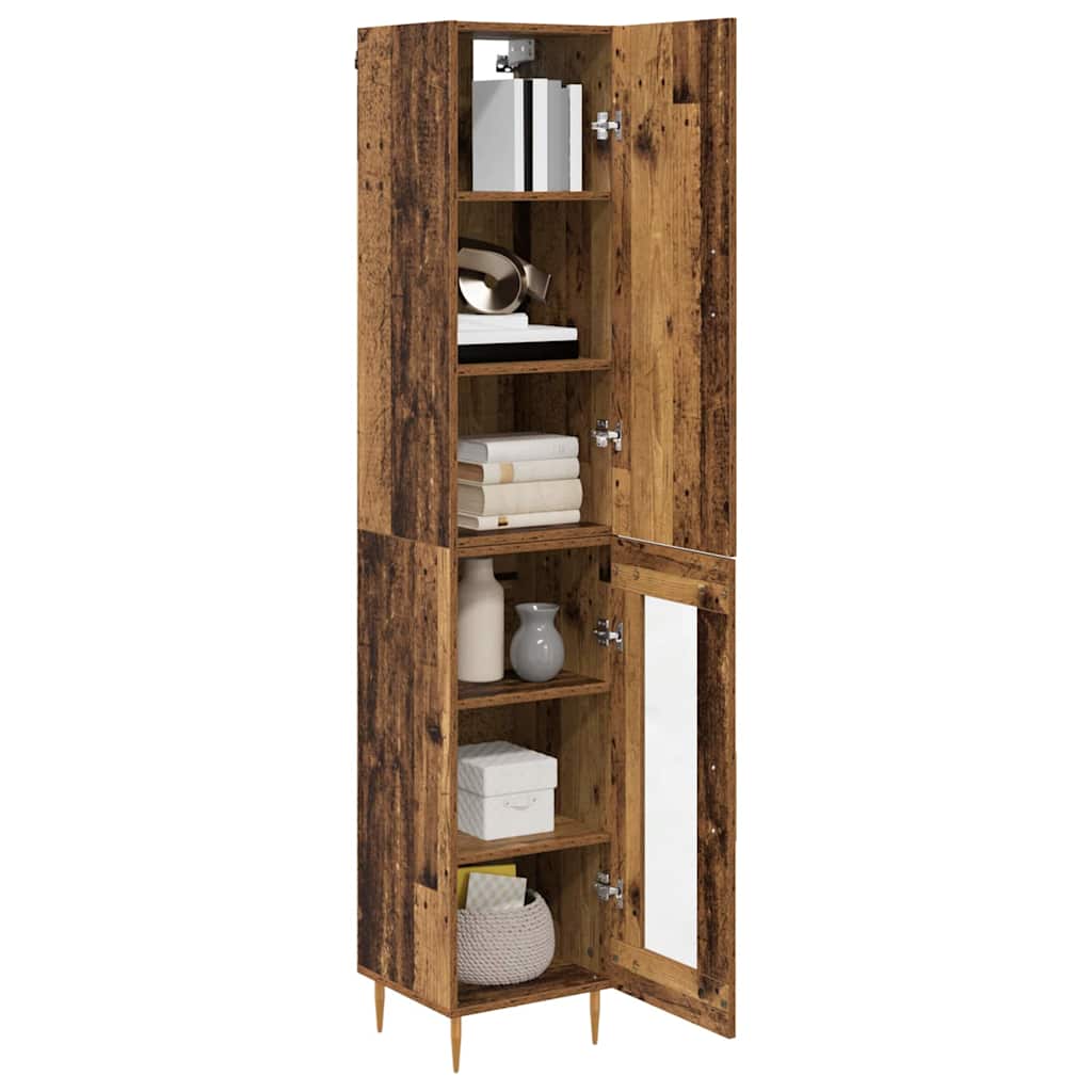 Highboard 2 stk. Gammelt træ 34,5 x 34 x 180 cm Konstrueret træ
