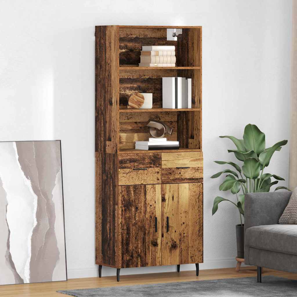Highboard 2 stk. Gammelt træ 69,5 x 32,5 x 180 cm
