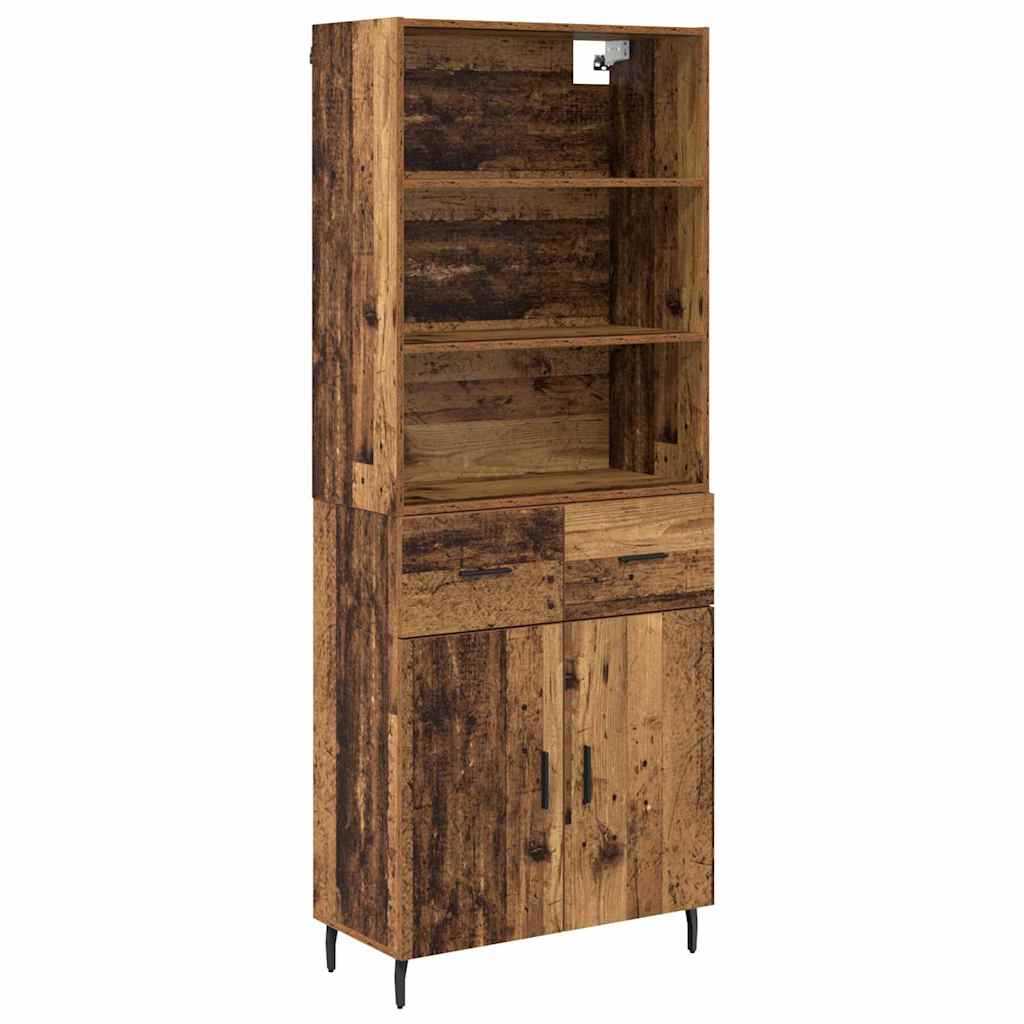 Highboard 2 stk. Gammelt træ 69,5 x 32,5 x 180 cm
