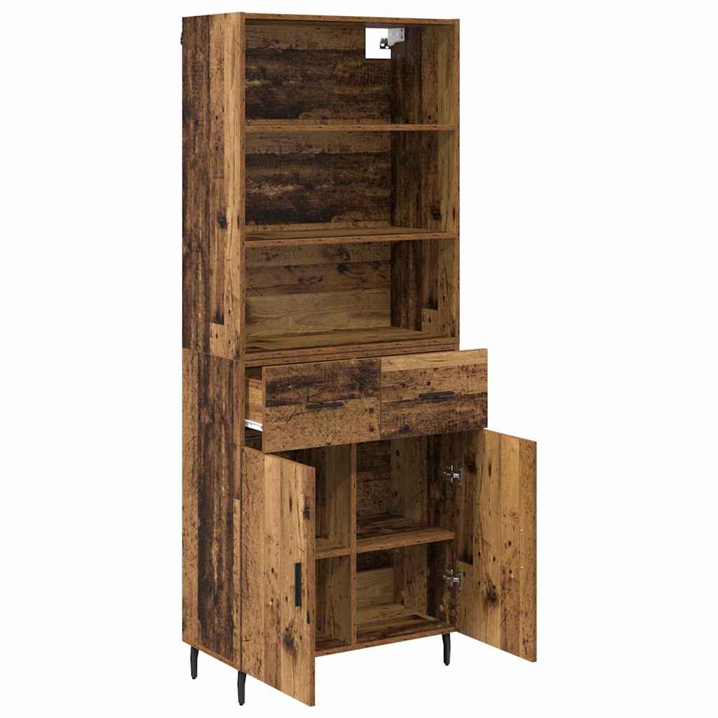 Highboard 2 stk. Gammelt træ 69,5 x 32,5 x 180 cm