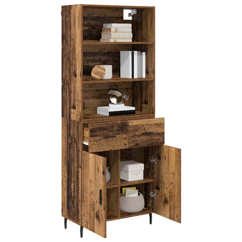 Highboard 2 stk. Gammelt træ 69,5 x 32,5 x 180 cm
