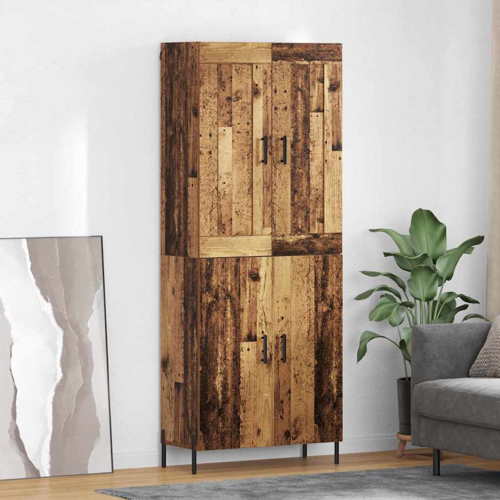 Highboard 2 stk. Gammelt træ 69,5 x 34 x 180 cm Konstrueret træ
