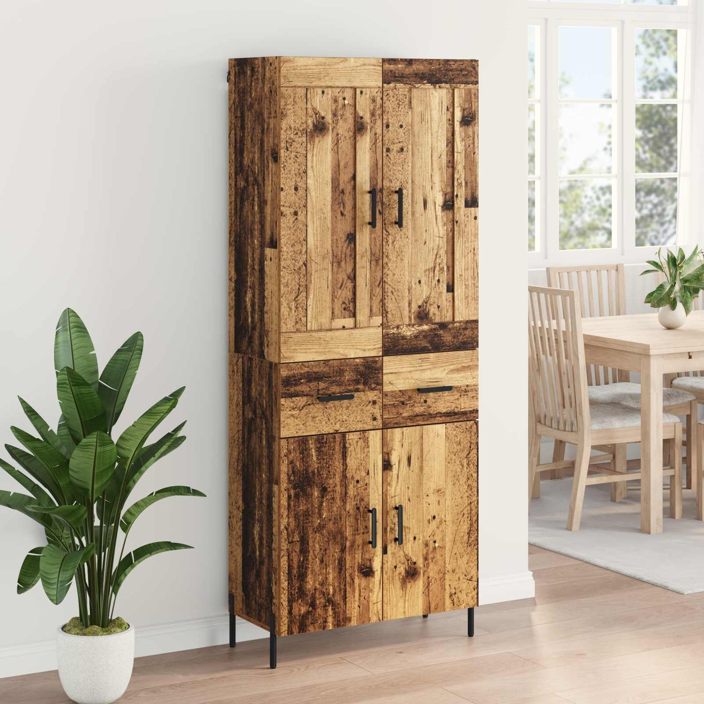 Highboard 2 stk. Gammelt træ 69,5 x 34 x 180 cm Konstrueret træ