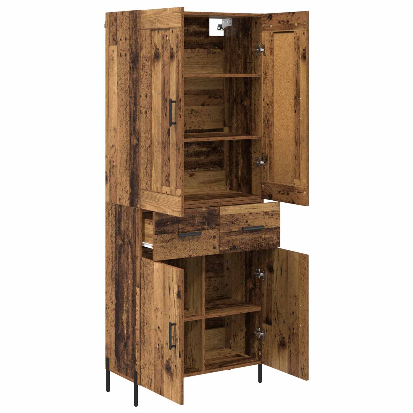 Highboard 2 stk. Gammelt træ 69,5 x 34 x 180 cm Konstrueret træ