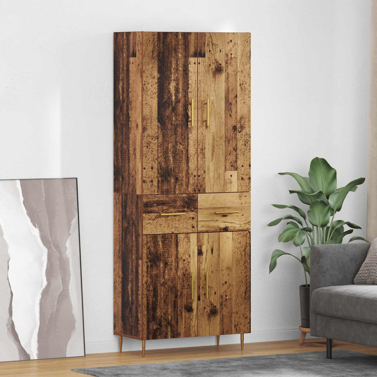 Highboard Gammelt træ 69,5 x 34 x 180 cm Konstrueret træ