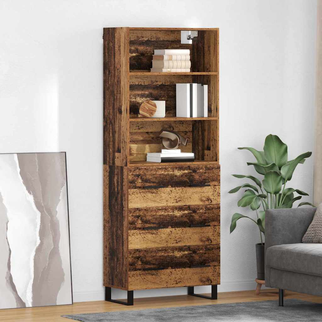 Highboard 2 stk. Gammelt træ 69,5 x 34 x 180 cm