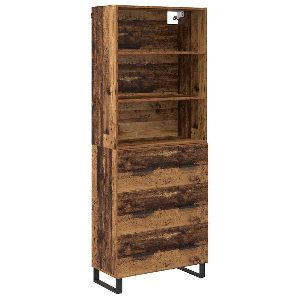 Highboard 2 stk. Gammelt træ 69,5 x 34 x 180 cm