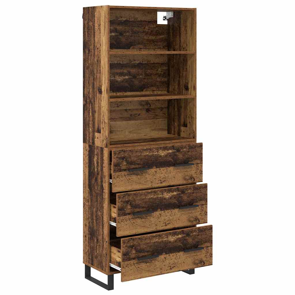 Highboard 2 stk. Gammelt træ 69,5 x 34 x 180 cm