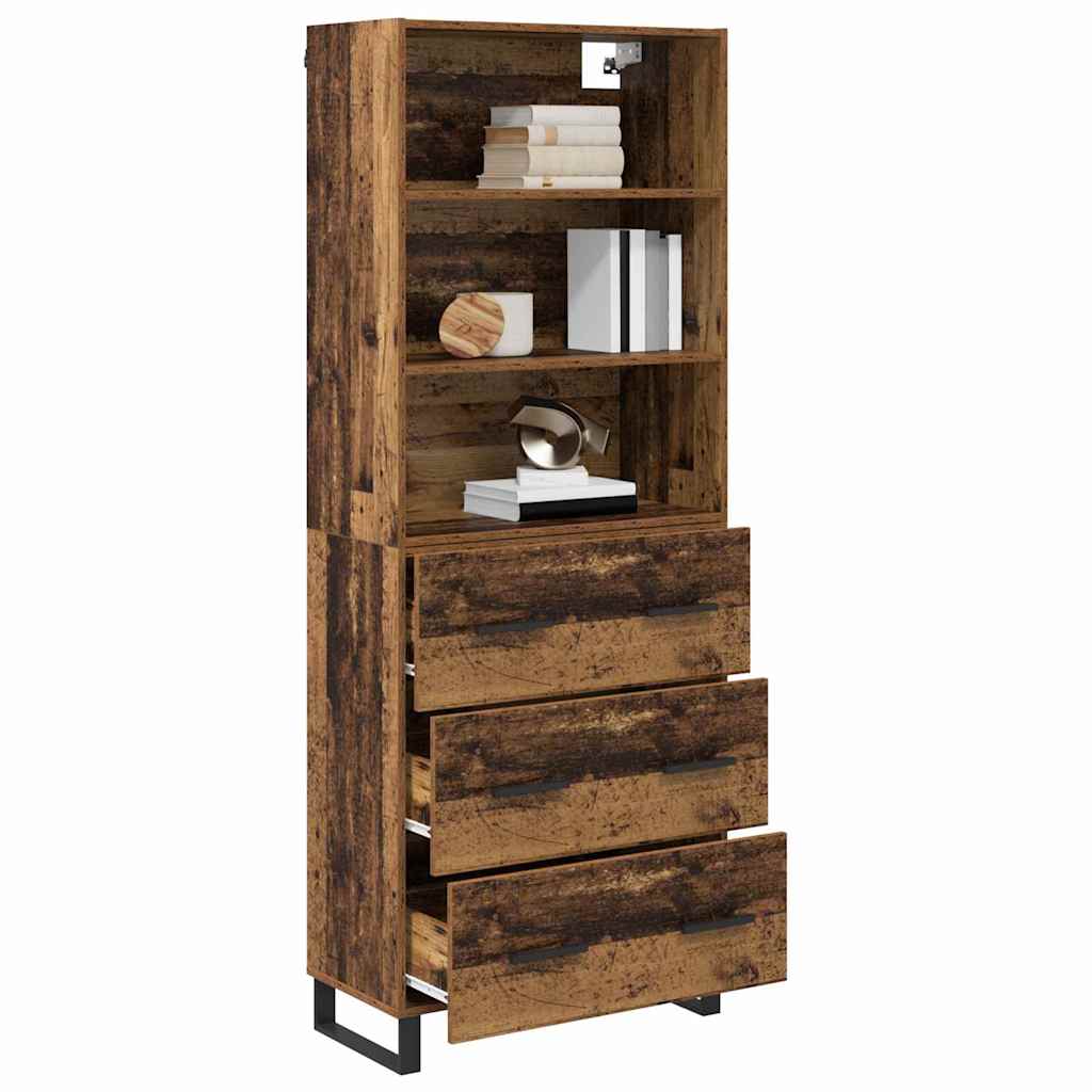 Highboard 2 stk. Gammelt træ 69,5 x 34 x 180 cm