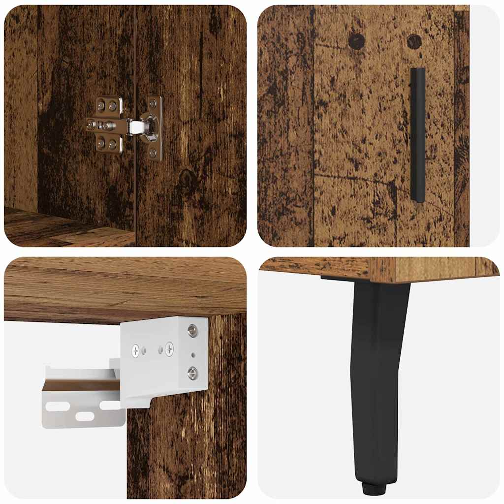 Highboard 2 stk. Gammelt træ 69,5 x 32,5 x 180 cm