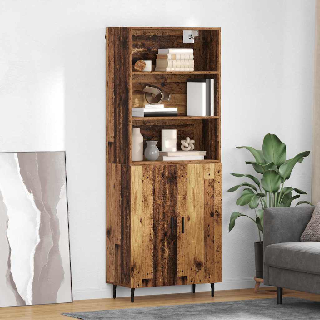 Highboard 2 stk. Gammelt træ 69,5 x 32,5 x 180 cm