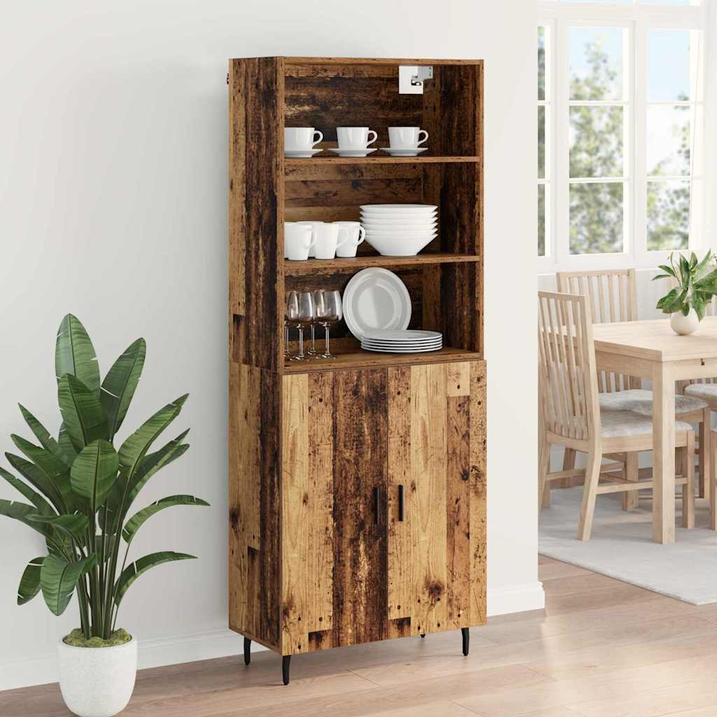 Highboard 2 stk. Gammelt træ 69,5 x 32,5 x 180 cm