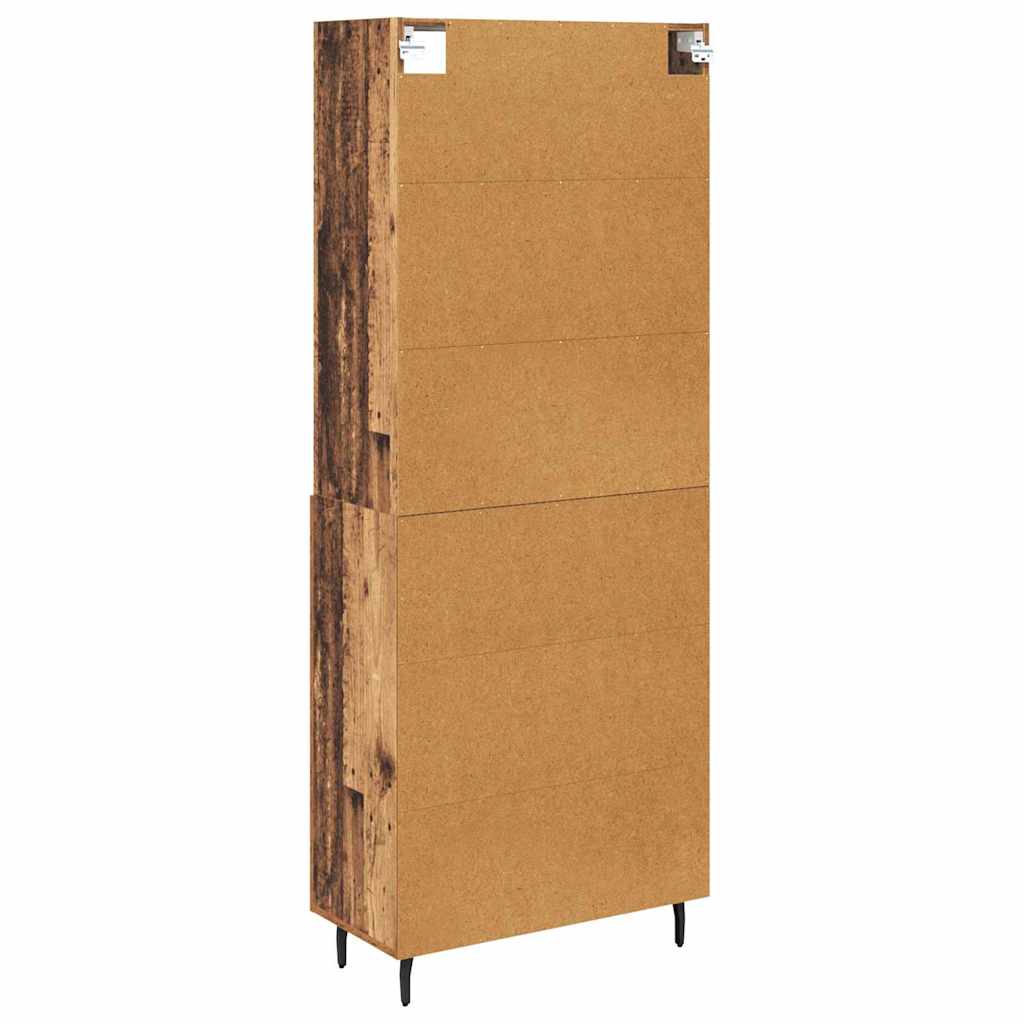 Highboard 2 stk. Gammelt træ 69,5 x 32,5 x 180 cm