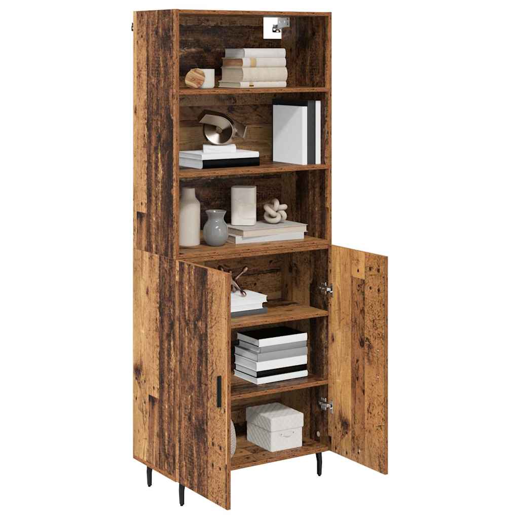 Highboard 2 stk. Gammelt træ 69,5 x 32,5 x 180 cm