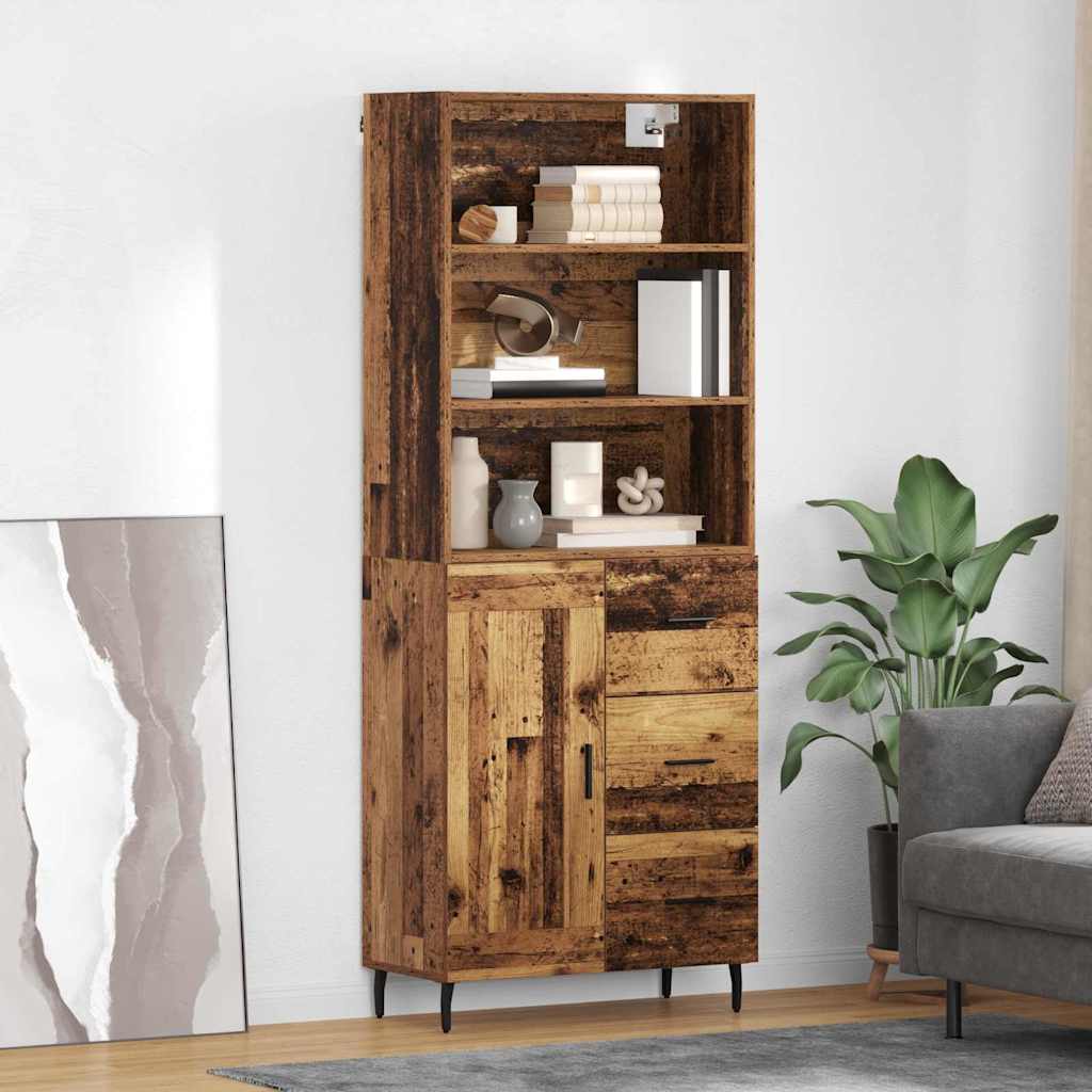 Highboard 2 stk. Gammelt træ 69,5 x 32,5 x 180 cm
