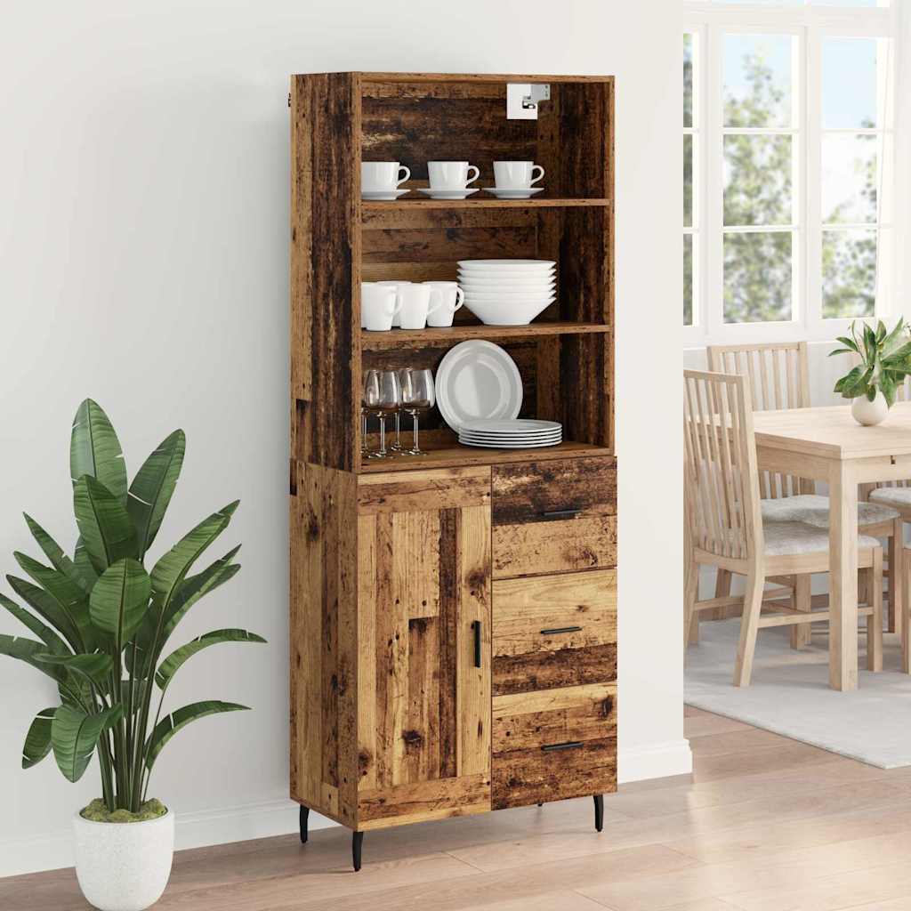 Highboard 2 stk. Gammelt træ 69,5 x 32,5 x 180 cm