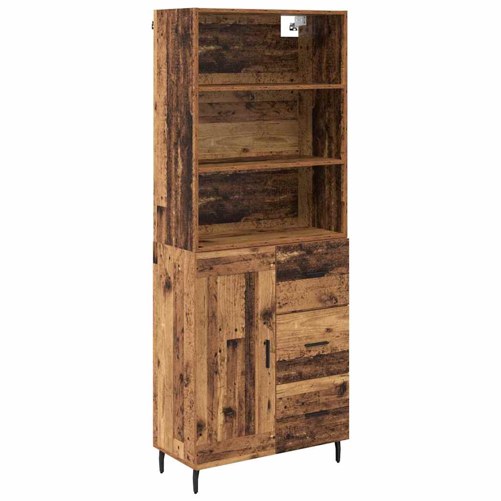 Highboard 2 stk. Gammelt træ 69,5 x 32,5 x 180 cm
