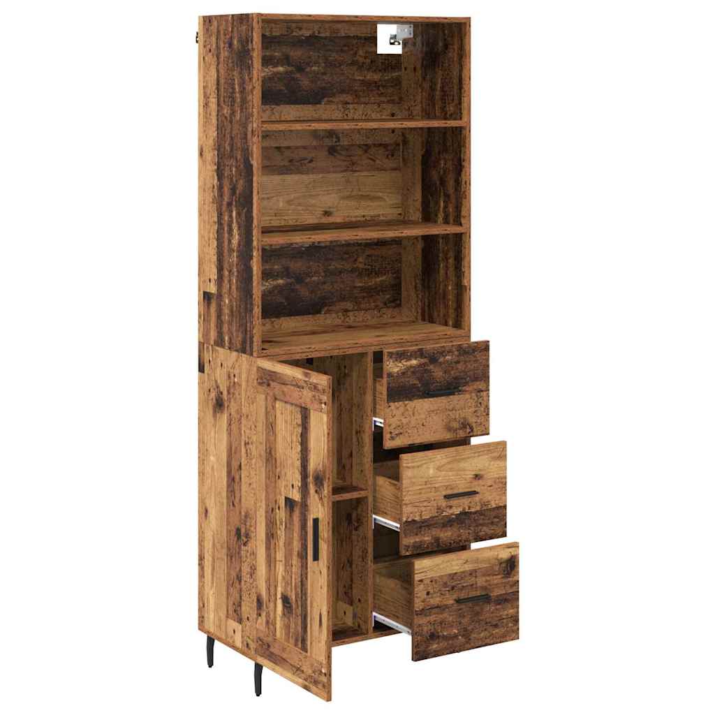 Highboard 2 stk. Gammelt træ 69,5 x 32,5 x 180 cm