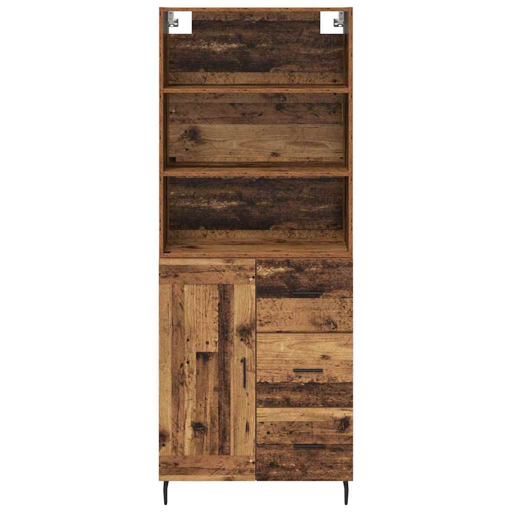 Highboard 2 stk. Gammelt træ 69,5 x 32,5 x 180 cm