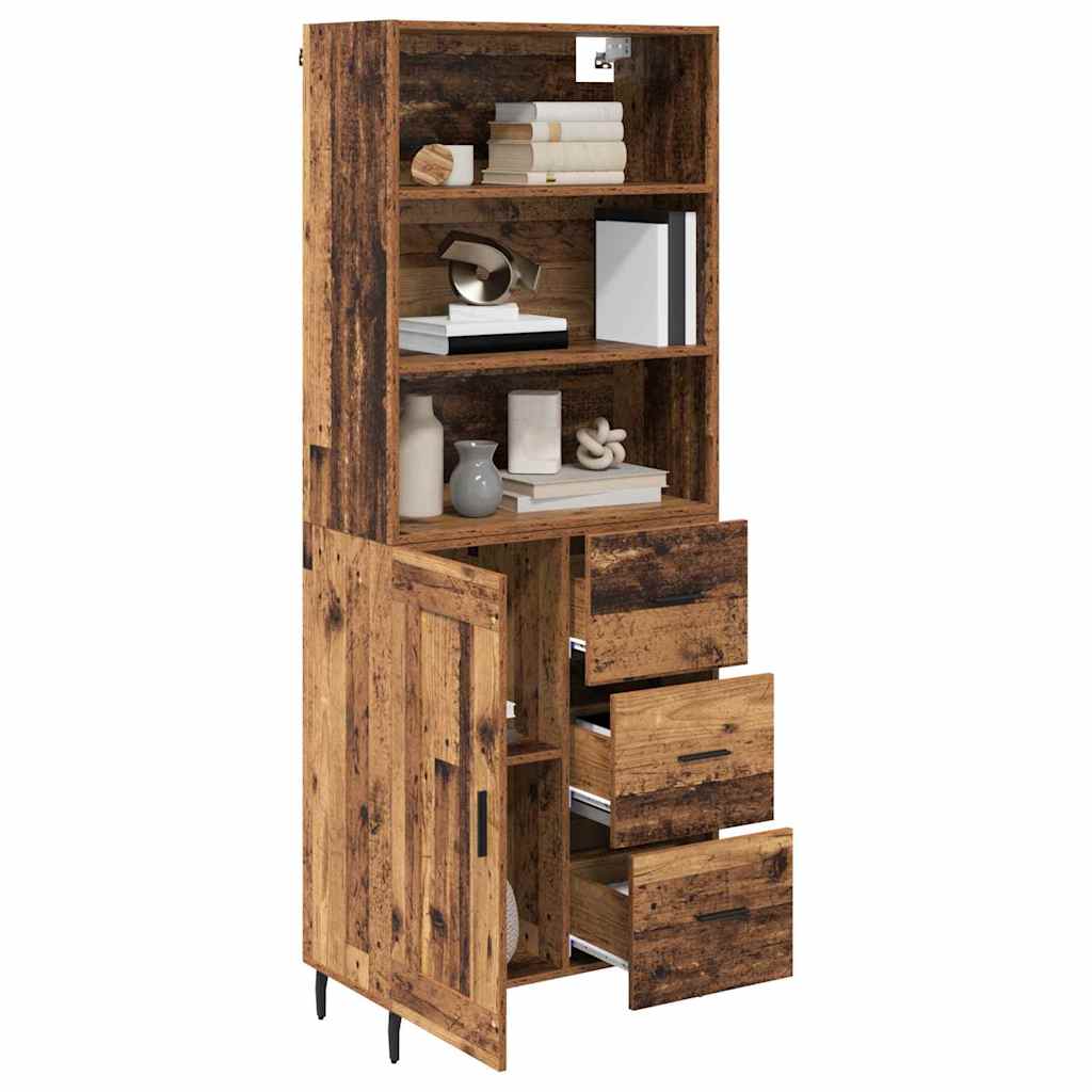 Highboard 2 stk. Gammelt træ 69,5 x 32,5 x 180 cm