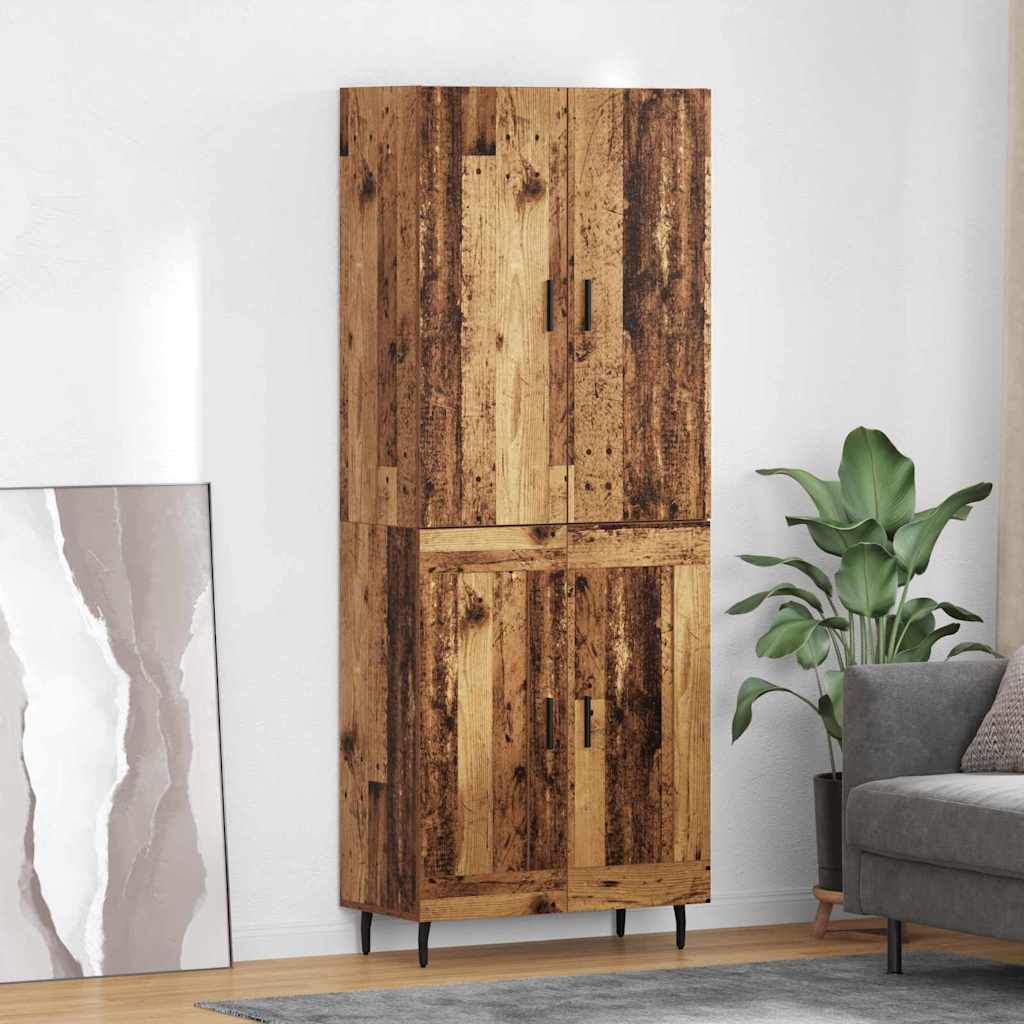 Highboard 2 stk. Gammelt træ 69,5 x 34 x 180 cm Konstrueret træ