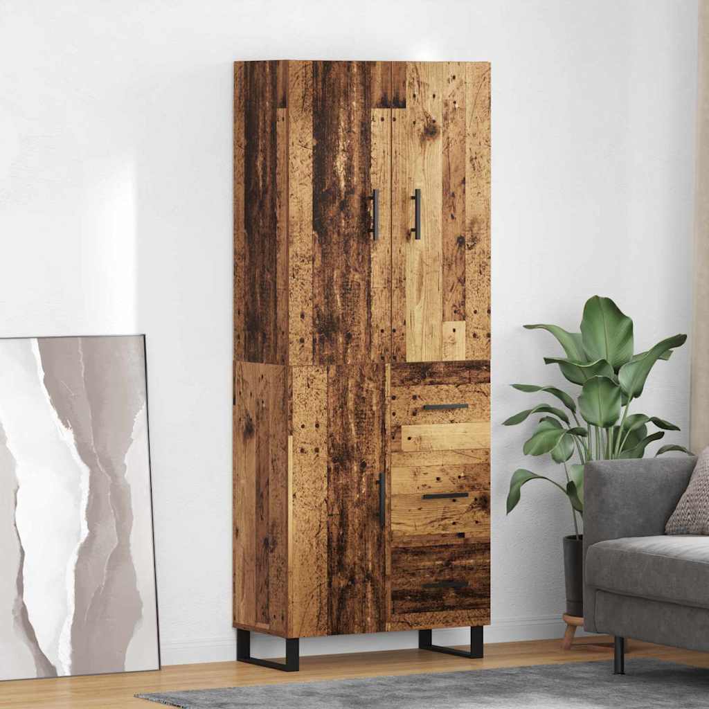 Highboard 2 stk. Gammelt træ 69,5 x 34 x 180 cm