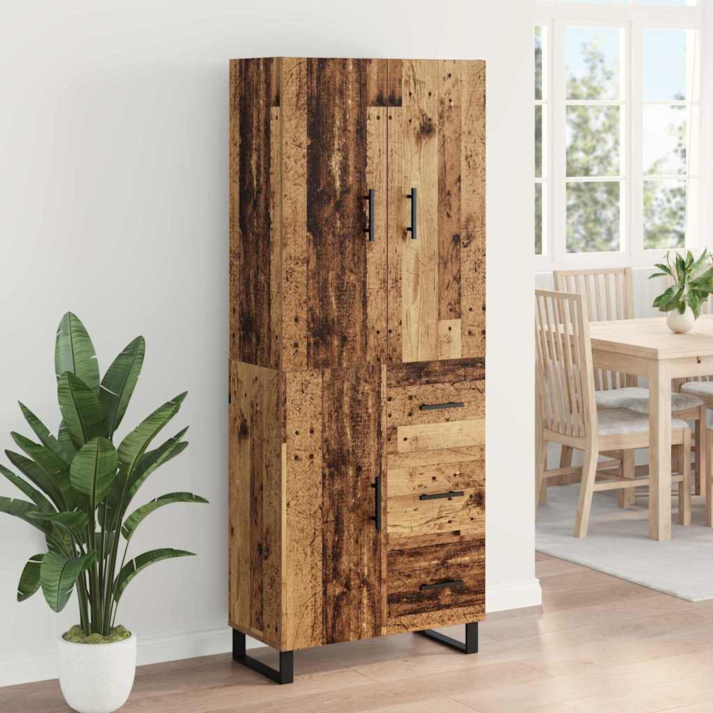 Highboard 2 stk. Gammelt træ 69,5 x 34 x 180 cm