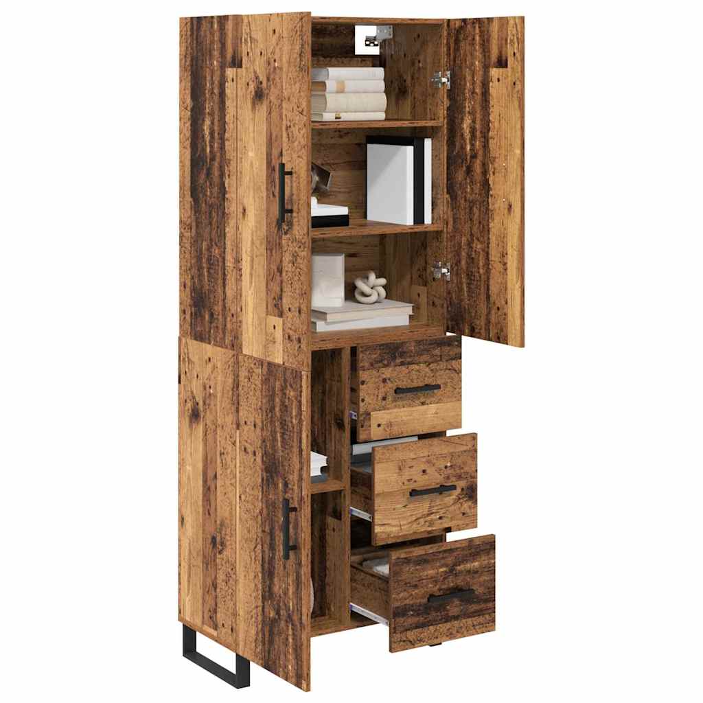Highboard 2 stk. Gammelt træ 69,5 x 34 x 180 cm
