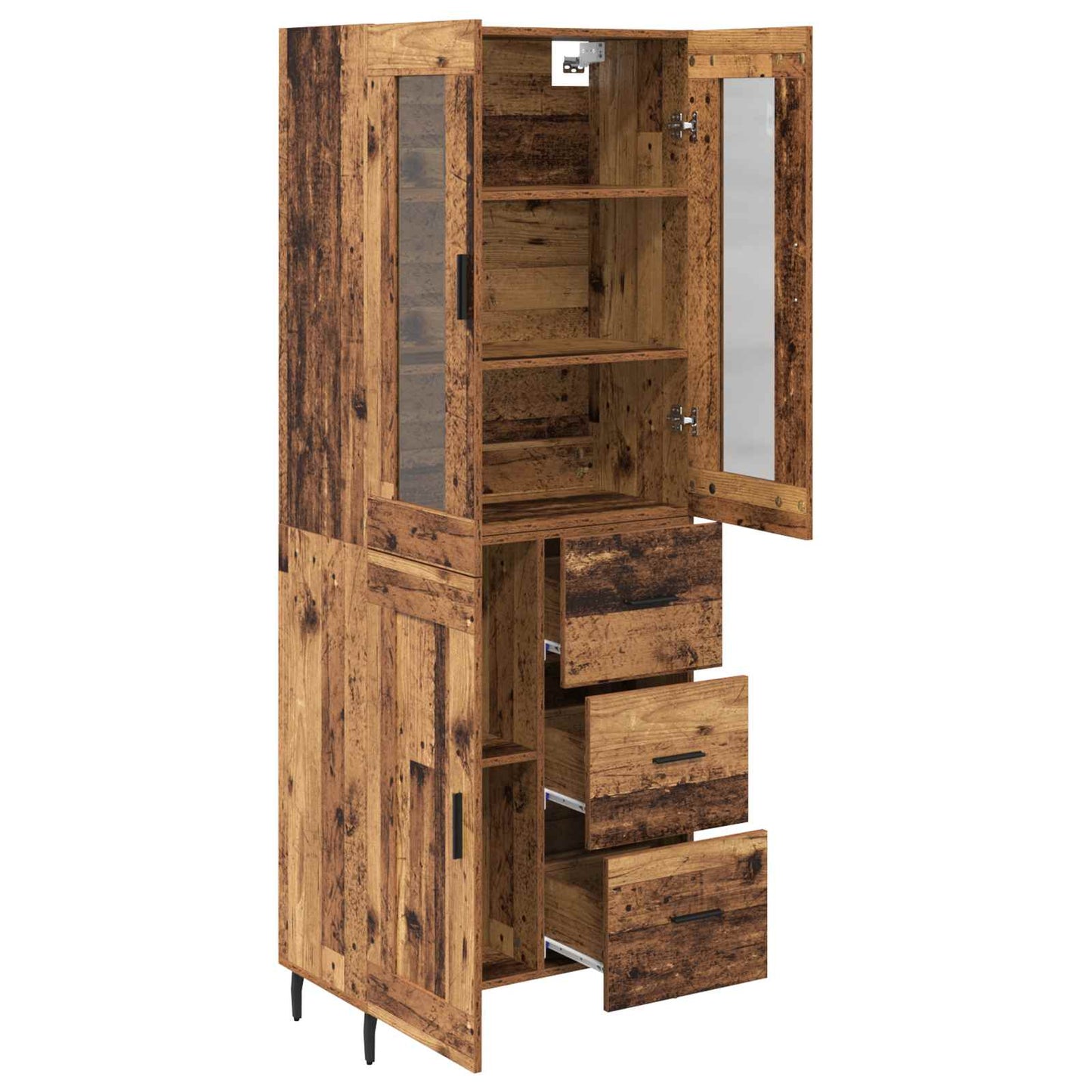 Highboard 2 stk. Gammelt træ 69,5 x 34 x 180 cm Konstrueret træ