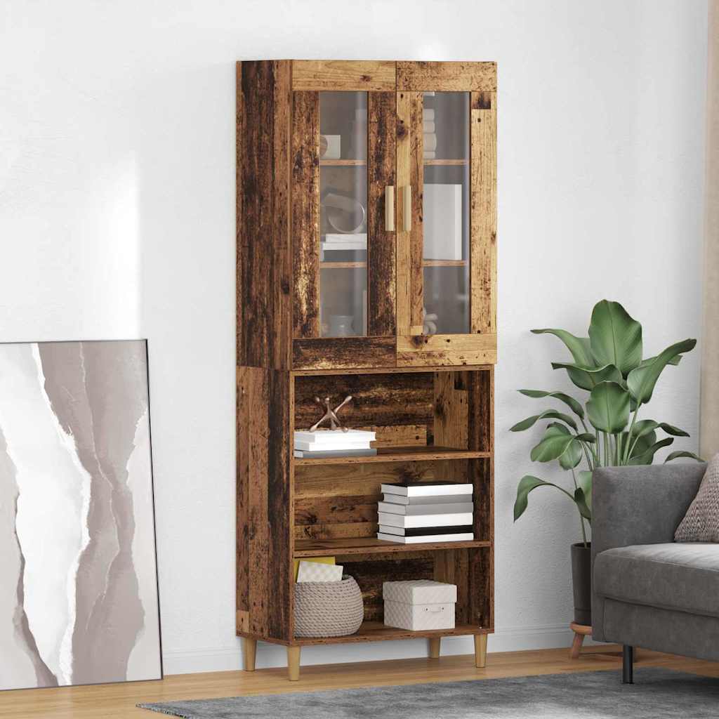 Highboard Gammelt træ 69,5 x 34 x 180 cm Ingeniørtræ og glas