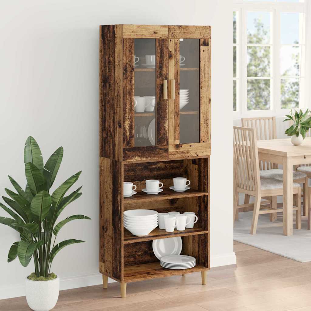 Highboard Gammelt træ 69,5 x 34 x 180 cm Ingeniørtræ og glas