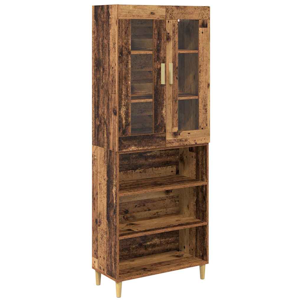 Highboard Gammelt træ 69,5 x 34 x 180 cm Ingeniørtræ og glas