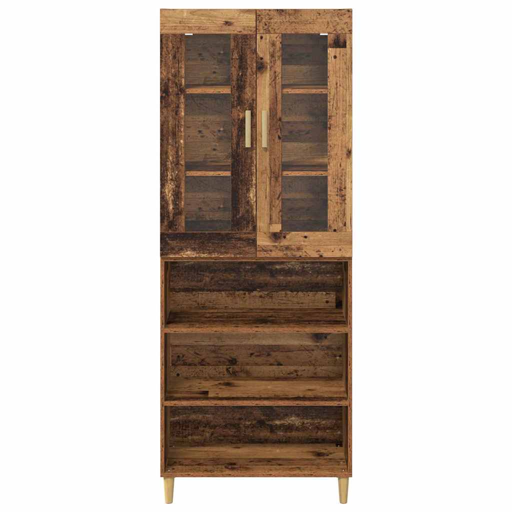 Highboard Gammelt træ 69,5 x 34 x 180 cm Ingeniørtræ og glas