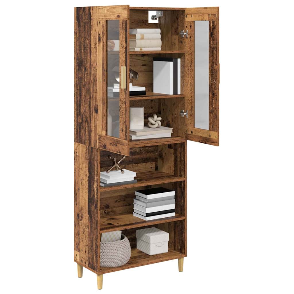 Highboard Gammelt træ 69,5 x 34 x 180 cm Ingeniørtræ og glas