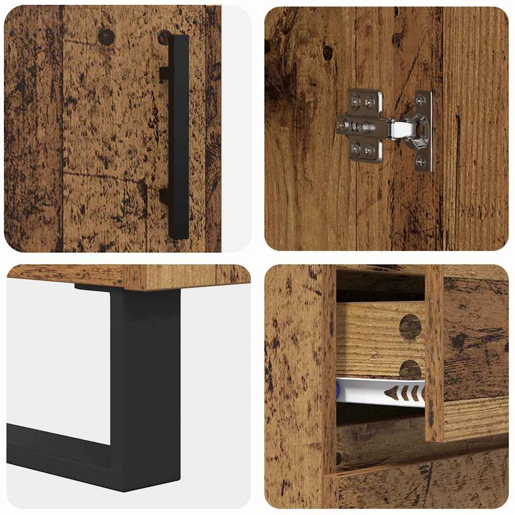 Highboard 2 stk. Gammelt træ 69,5 x 34 x 180 cm